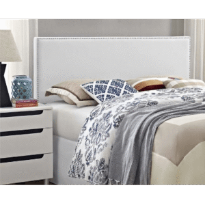 Phoebe Queen Vinyl Headboard White Stud